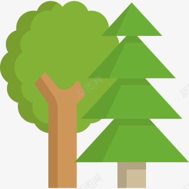 地球小树树在森林里3平坦图标图标