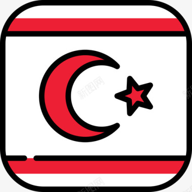 北塞浦路斯旗帜收藏6圆形广场图标图标