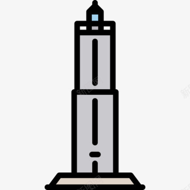 冰岛语灯塔3线性颜色图标图标