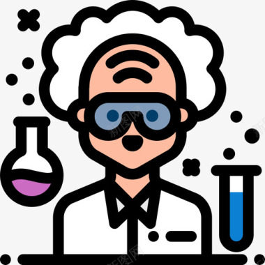 化学家化学家职业和工作6线性颜色图标图标