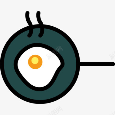 厨房套餐咖啡和早餐3线性颜色图标图标