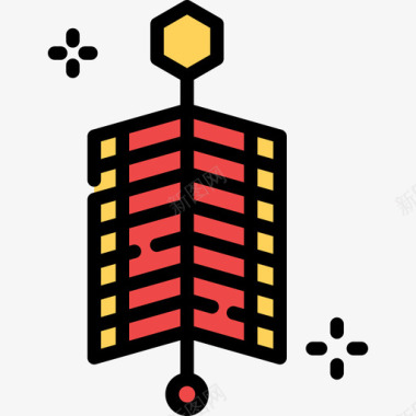 烟花喜庆烟花中国2线颜色图标图标