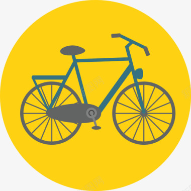 交通工具自行车旅行和交通工具圆形平面图标图标