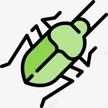 甲壳虫甲壳虫万圣节4线性颜色图标图标