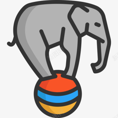 大象马戏团4线性颜色图标图标