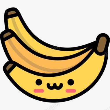 香蕉可爱的食物3线性颜色图标图标
