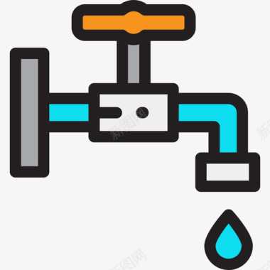 漏水的水龙头水龙头能量9线性颜色图标图标