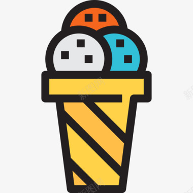 png图片素材冰淇淋夏季2线性颜色图标图标