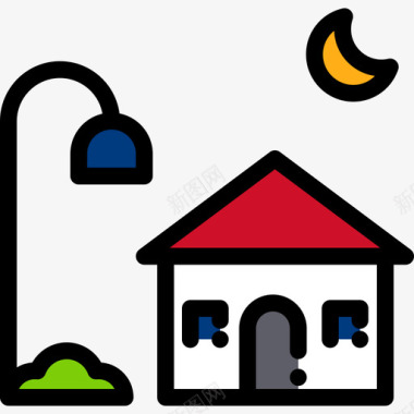 住宅城市元素7线性颜色图标图标