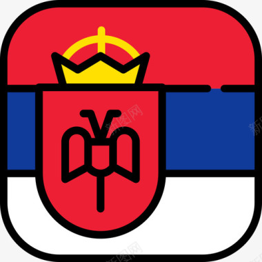 多彩方形塞尔维亚国旗收藏6圆形方形图标图标
