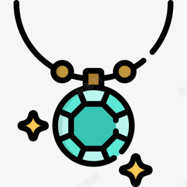 银饰项链项链珠宝4线性颜色图标图标