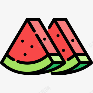 西瓜夏季食品饮料线颜色图标图标