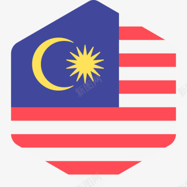 马拉西亚国际旗帜2六边形图标图标