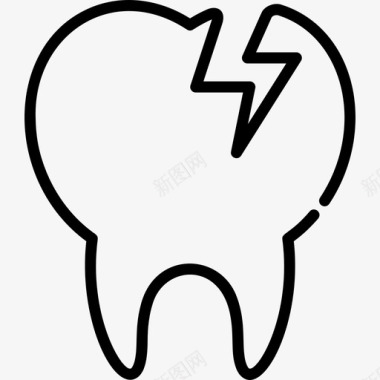 足部护理断牙牙齿护理8线状图标图标