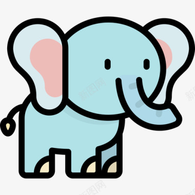大象川维动物3线性颜色图标图标