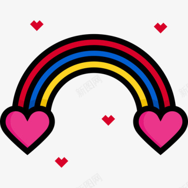 婚礼花卉装饰PNG素材彩虹婚礼17线性颜色图标图标