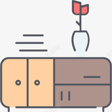 家具PS抽屉柜家具25颜色图标图标