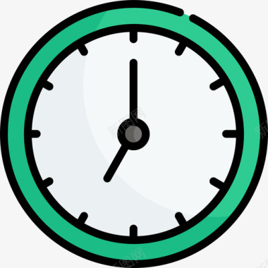 金融时钟时钟装运和交货14线颜色图标图标
