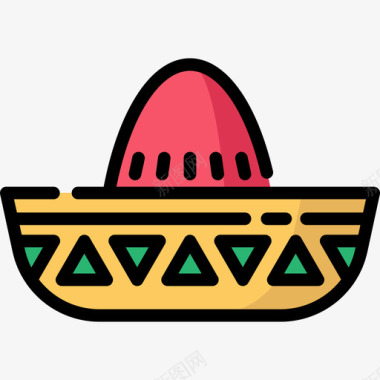 墨西哥帽墨西哥线颜色图标图标