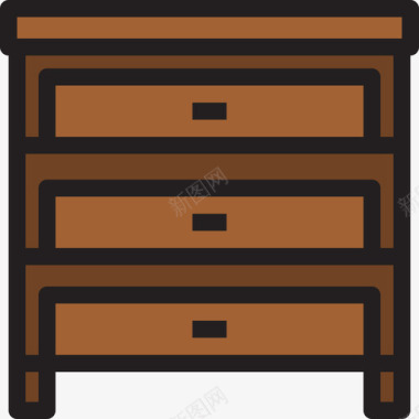 抽屉柜家具和家庭用具线性颜色图标图标