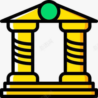 半圆拱门拱门建筑6黄色图标图标