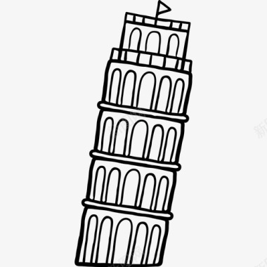 比萨斜塔世界纪念碑2黑色图标图标