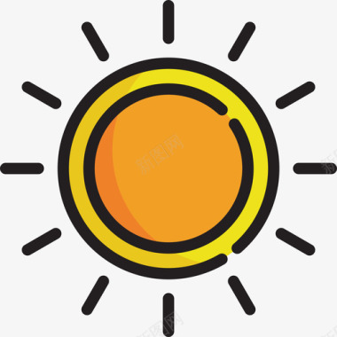 太阳太阳51号天气线性颜色图标图标