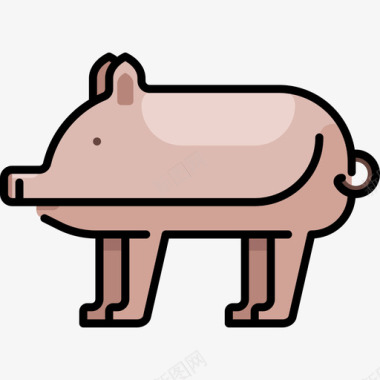 猪动物20线性颜色图标图标