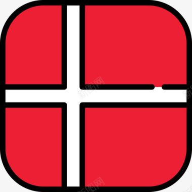 多彩方形丹麦国旗系列6圆形方形图标图标
