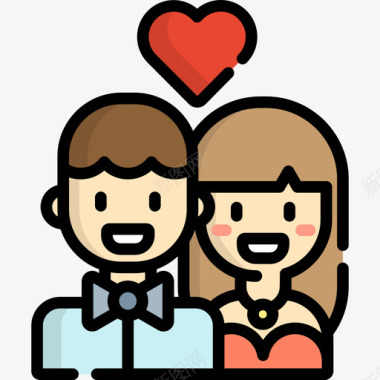 情侣情人节20线性颜色图标图标