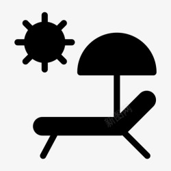 长椅旁的雨伞晒黑海滩长椅图标高清图片