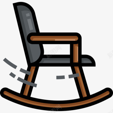 摇椅家用家具线性颜色图标图标