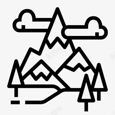 雪山风景自然图标图标