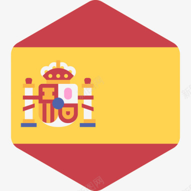 西班牙国际国旗2六边形图标图标