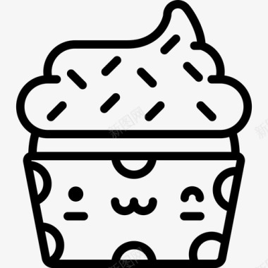纸杯蛋糕可爱的食物直系的图标图标