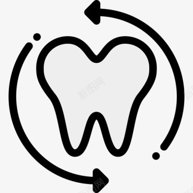 牙齿门牙牙齿牙齿护理4线性颜色图标图标