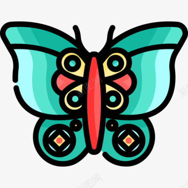 蝴蝶波西米亚风格5线性颜色图标图标