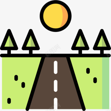 道路景观19线性颜色图标图标