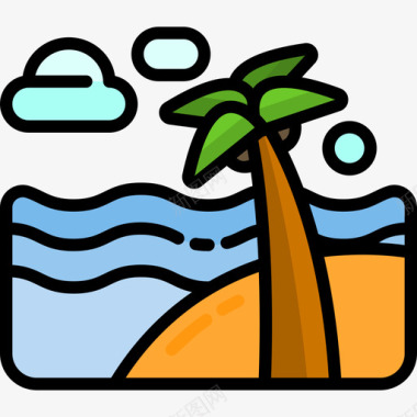 沙滩沙滩夏季运动2线性颜色图标图标