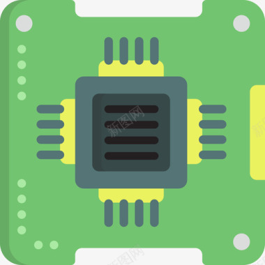 微型芯片芯片技术6扁平图标图标