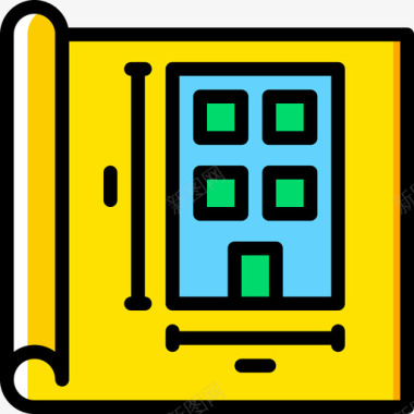符号标识蓝图建筑6黄色图标图标