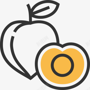 桃子水果黄影子图标图标