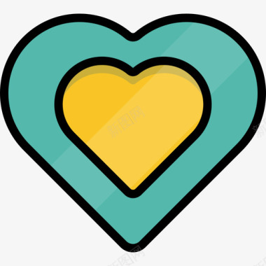 心脏监护仪心脏混合元素3线颜色图标图标