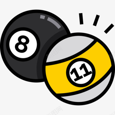 免抠PNG台球14号赌场线性颜色图标图标