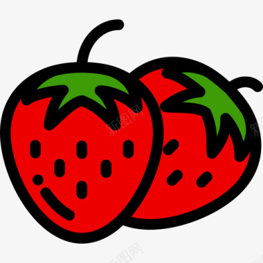 草莓健康食品8线性颜色图标图标