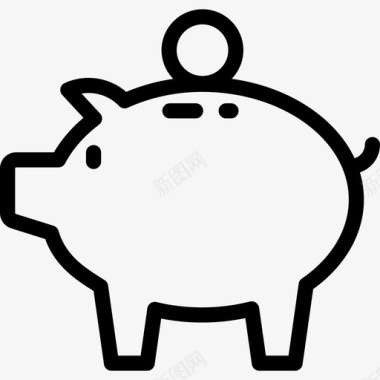 小猪存钱罐3号储蓄罐线性图标图标