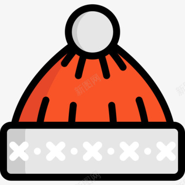 冬季帽子圣诞35线性颜色图标图标