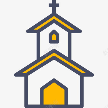 4K图标教堂复活节4线性颜色图标图标