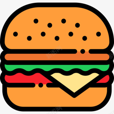 原色汉堡野餐原色图标图标
