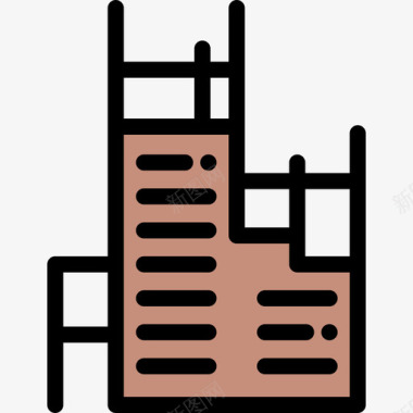 线性不规则建筑在建建筑线性色彩图标图标